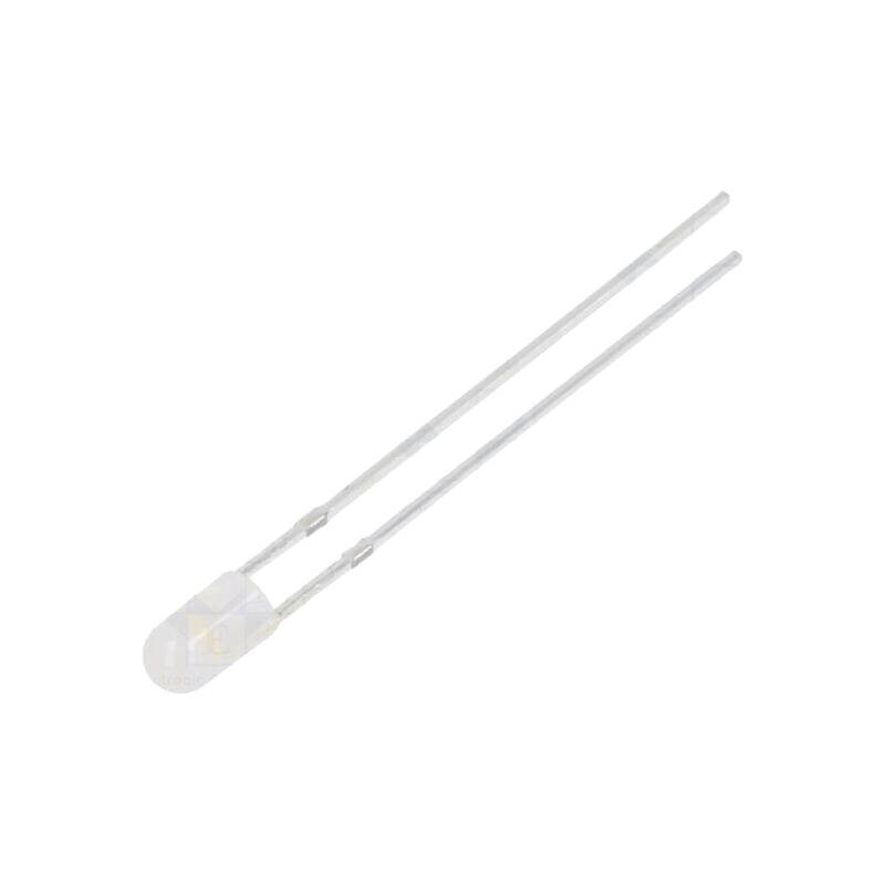 LED; 3mm; alb cald; 30°; Parte frontală: convex; 2,8÷3,6VDC; 6÷8lm