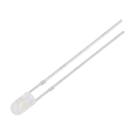 LED; 3mm; alb cald; 30°; Parte frontală: convex; 2,8÷3,6VDC; 6÷8lm