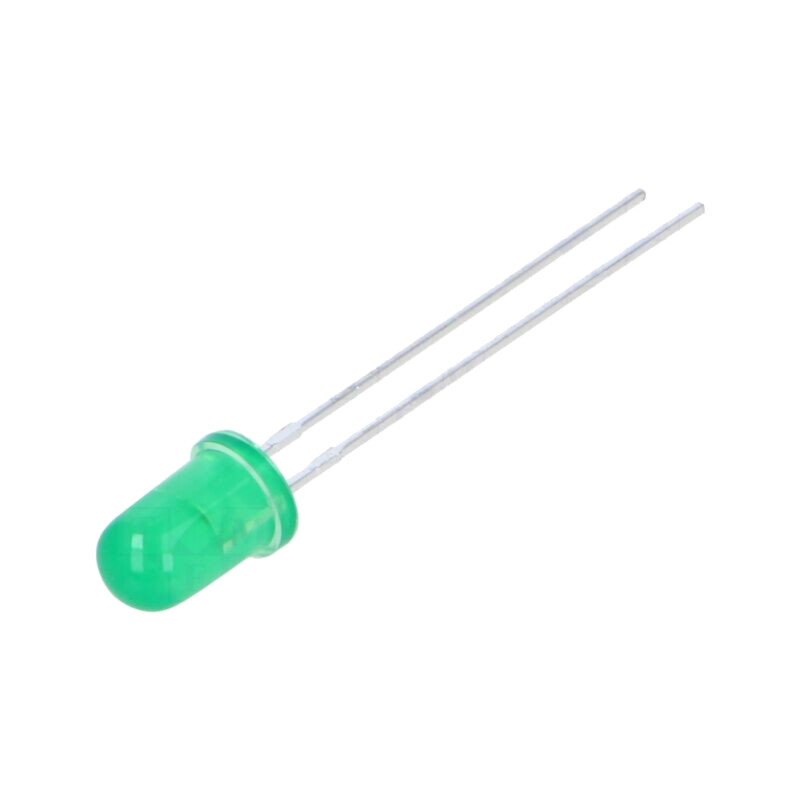 LED; 5mm; verde; 30mcd; 60°; Parte frontală: convex; 2,2÷2,6VDC LED; 5mm; verde; 30mcd; 60°; Parte frontală: convex; 2,2÷2,6VDC