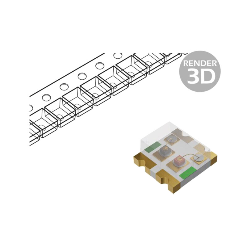 LED; SMD; 1616; RGB; 1,6x1,6x0,35mm; 120°; 20mA; 60/95mW
