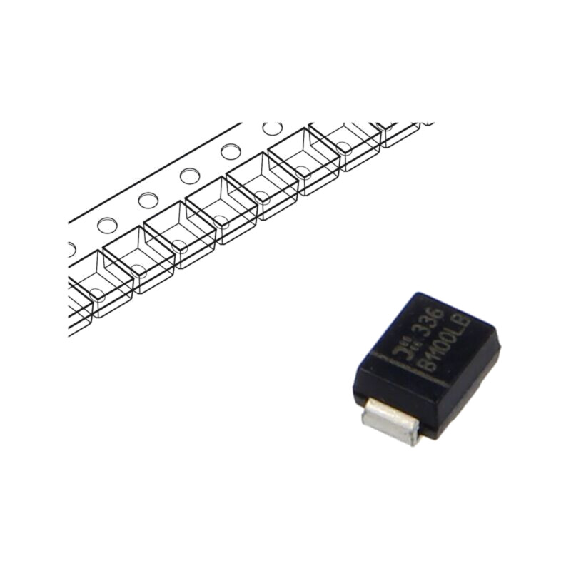 Diodă: redresoare Schottky; SMB; SMD; 100V; 1A; rolă,bandă