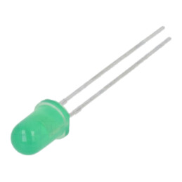LED; 5mm; verde; 30mcd; 60°; Parte frontală: convex; 2,2÷2,6VDC