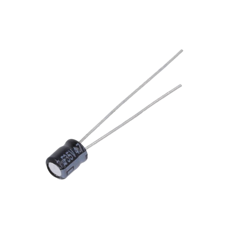 Condensator: electrolitic; THT; 4,7uF; 35VDC; Ø4x5mm; Raster: 1,5mm