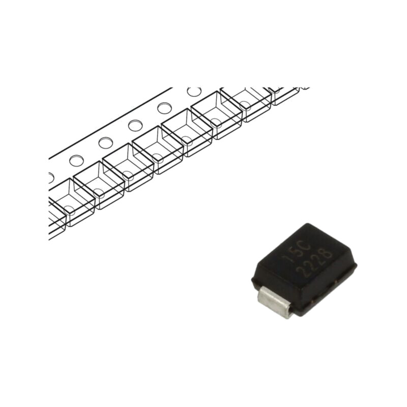 Diodă: TVS; 0,6kW; 15V; 28,8A; bidirecţională; SMB; rolă,bandă