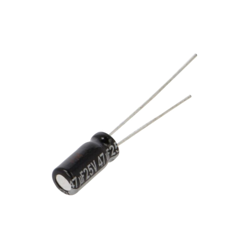 Condensator: electrolitic; THT; 47uF; 25VDC; Ø5x11mm; Raster: 2mm