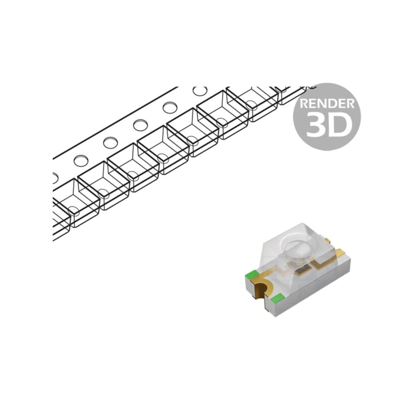 LED; SMD; 0805; roşie; 20÷90mcd; 2x1,25x0,7mm; 140°; 20mA; 72mW; 598