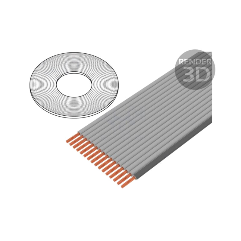 Cablu: cabluri bandă; 0,635mm; litat; Cu; neecranat; PVC; gri; 30,5m