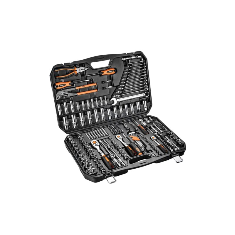 Set chei; 6-puncte,tubulară; Fixare: 1/2",1/4",3/8"; 233buc.