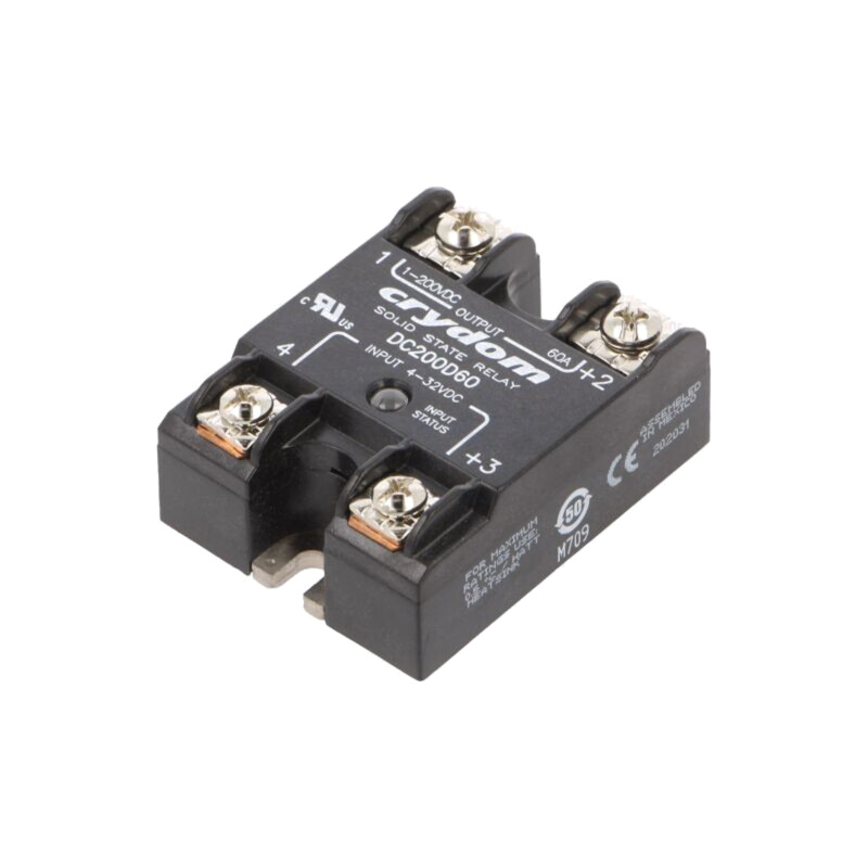 Releu: semiconductor; Ucom: 4÷32VDC; 60A; 1÷200VDC; DC200; IP00