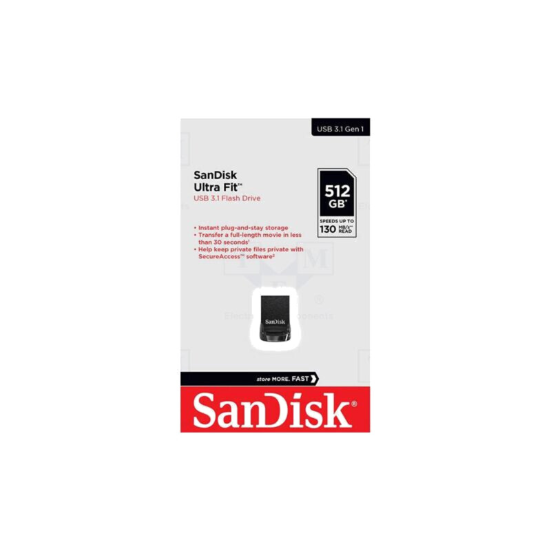 Pendrive; USB 3.2; 512GB; R: 130MB/s; ULTRA FIT; USB A