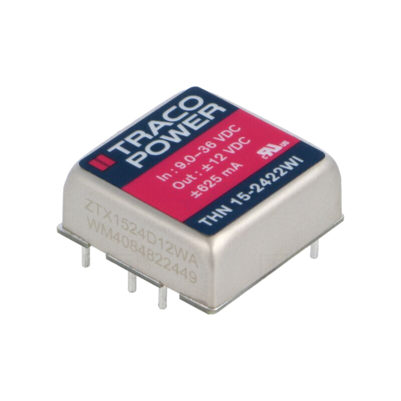 Convertor: DC/DC; 15W; Uintr: 9÷36VDC; Uieş: 12VDC; Uieş2: -12VDC