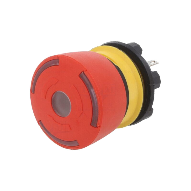 Comutator: de siguranţă; 22mm; Poz.i stab: 2; NC x2; roşie; LED