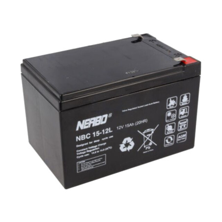 Acumul: plumb-acid; 12V; 15Ah; AGM; nu necesită întreţinere; 4,5kg