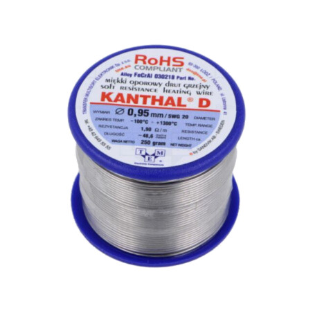 Fir de rezistenţă; 1,9Ω/m; -100÷1300°C; 0,25kg; Øext: 0,95mm