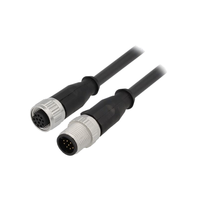 Cablu: pentru senzori/automatizări; PIN: 12; mufă; 1m