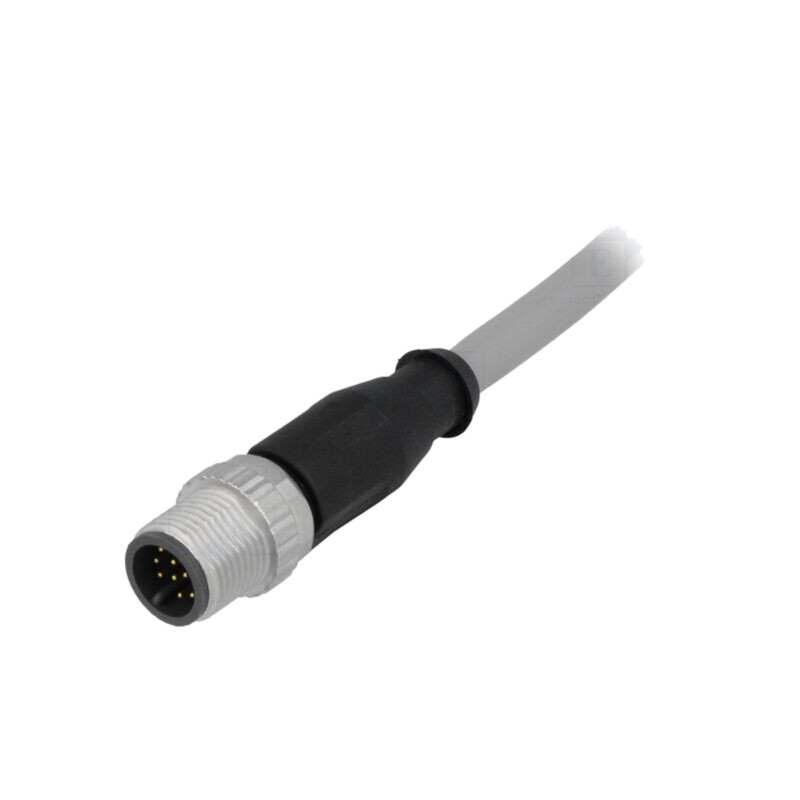 Conector: M12; mufă; tată; PIN: 12; drept; cabluri; 0,5m