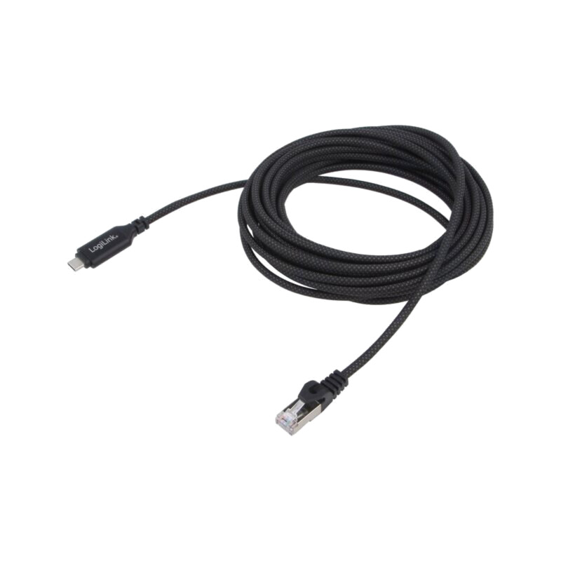 Cablu; USB 3.2; RJ45 mufă,USB C mufă; nichelat; 7,5m; negru; S/FTP