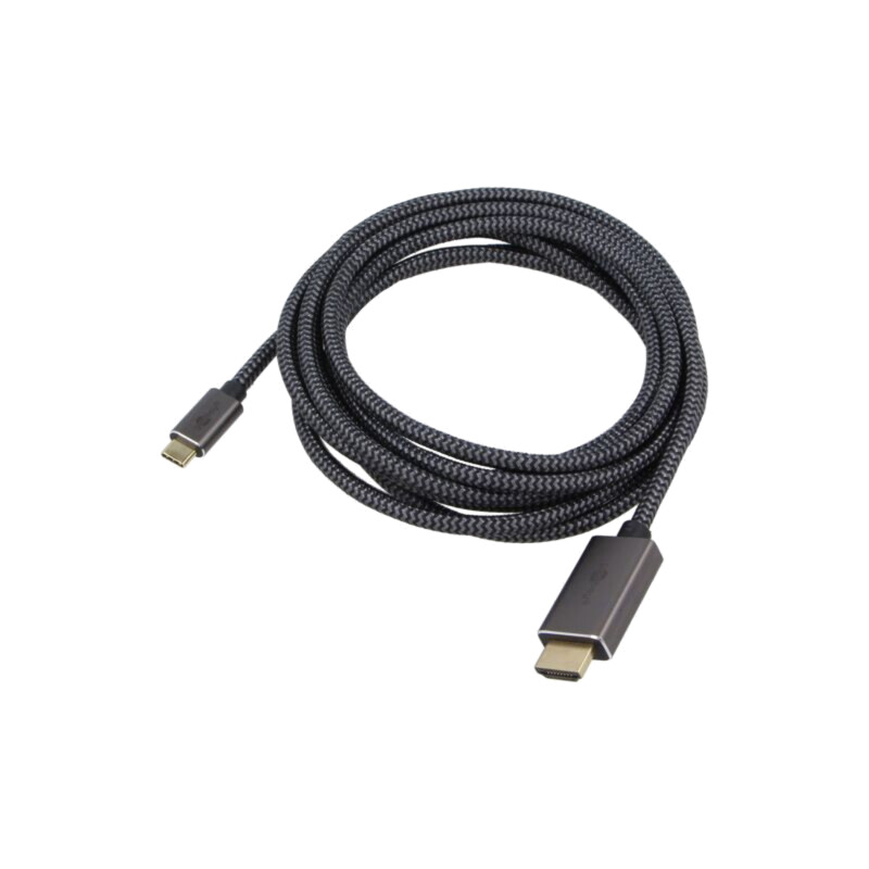 Cablu; HDMI mufă,USB C mufă; textilă; 3m; negru,argintiu