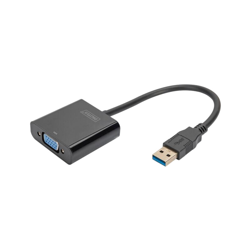 Adaptor; USB A mufă,VGA soclu; 150mm; negru; USB 3.2; neagră