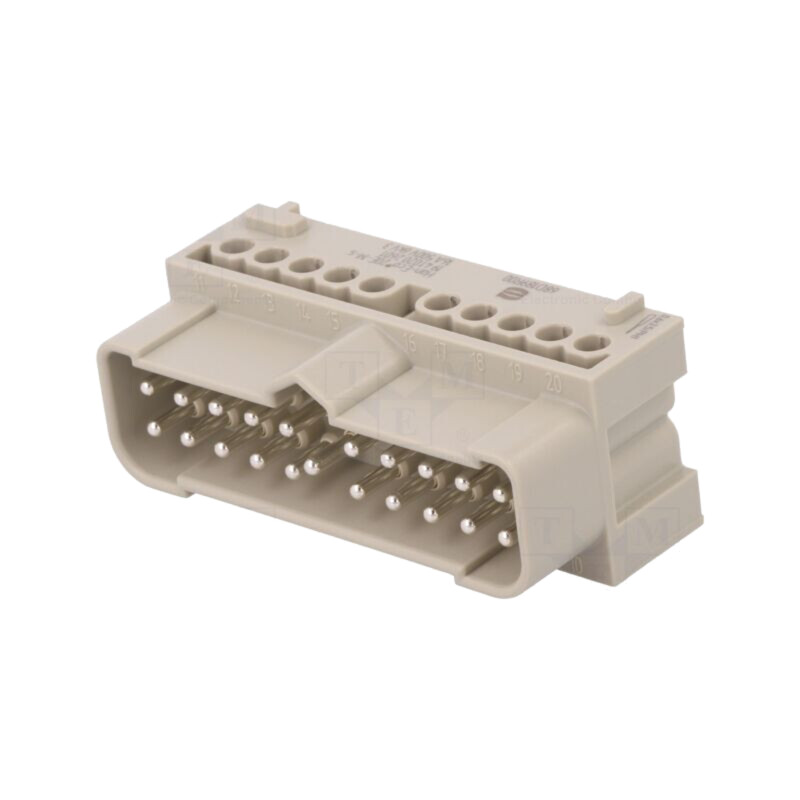Conector: HDC; inserturi de contact; tată; 16A; 500V; PIN: 20; 20+PE
