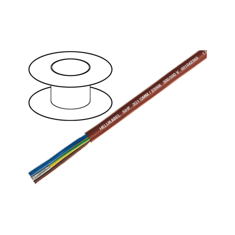 Cablu; SiHF; 4G10mm2; Cu; litat; cauciuc siliconat; maro-roşu