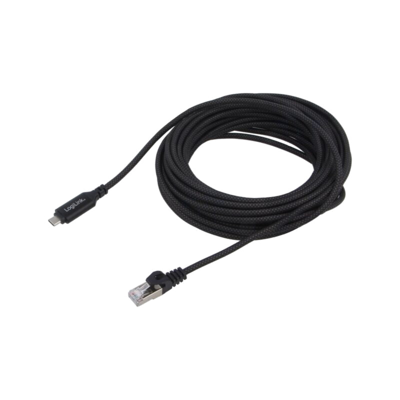 Cablu; USB 3.2; RJ45 mufă,USB C mufă; nichelat; 3m; negru; S/FTP