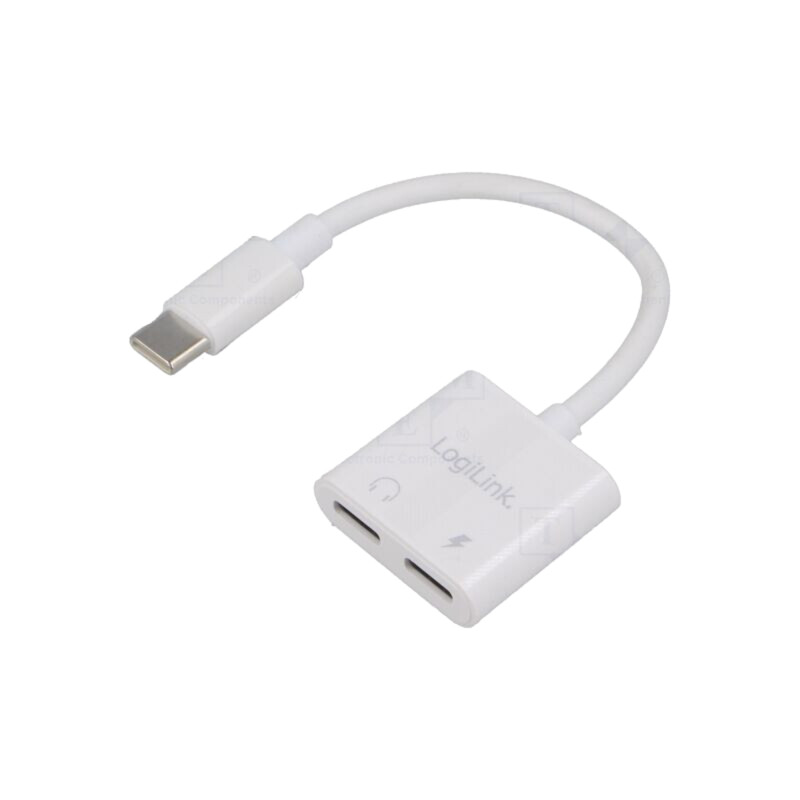 Adaptor; USB 2.0; USB C soclu x2,USB C mufă; 0,15m; albă