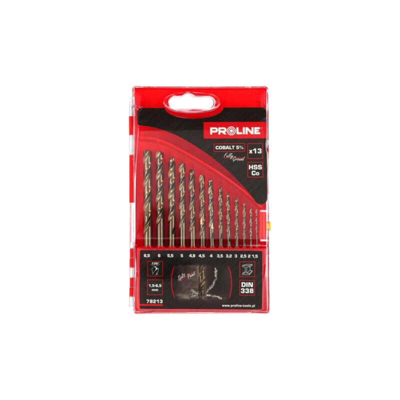Set de burghie; pt.metal; oţel rapid cu cobalt HSS-Co; 13buc.