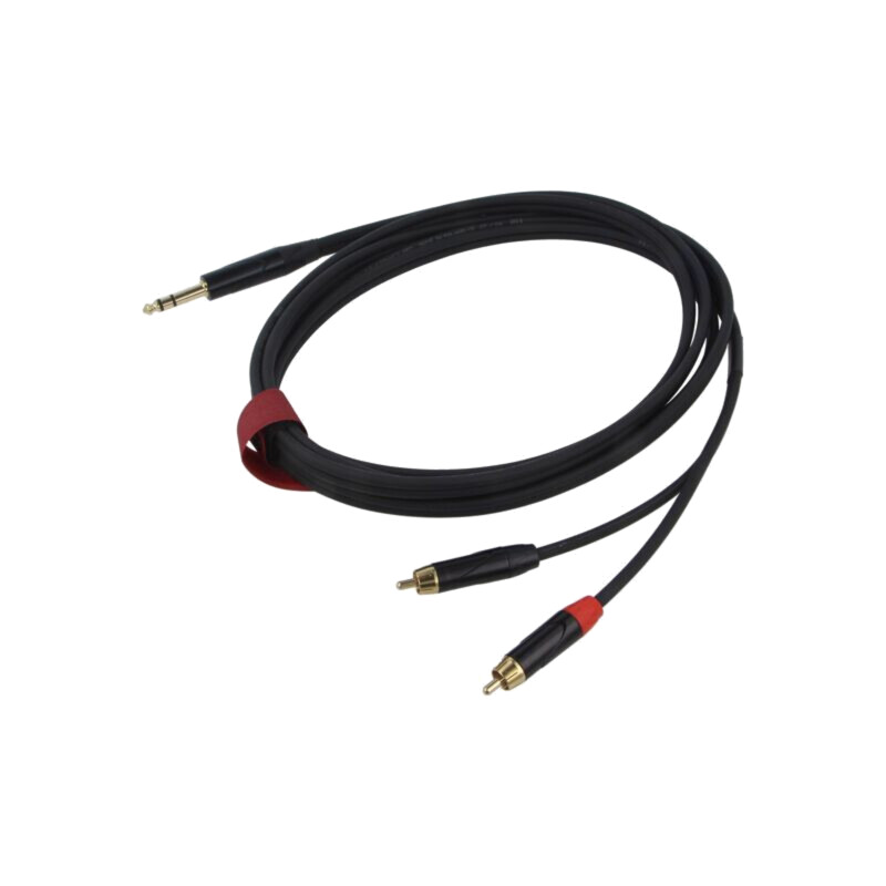 Cablu; Jack 6,3mm mufă,RCA mufă x2; 3m; negru; PVC