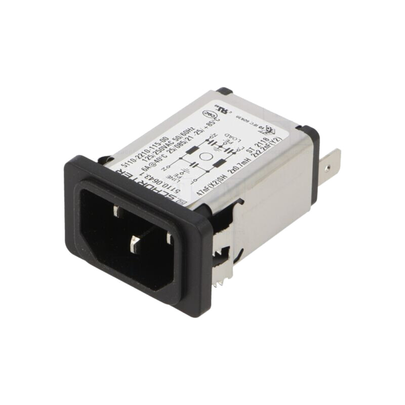 Conector: alimentare AC; soclu; tată; 6A; 250VAC; C14 (E); 5110