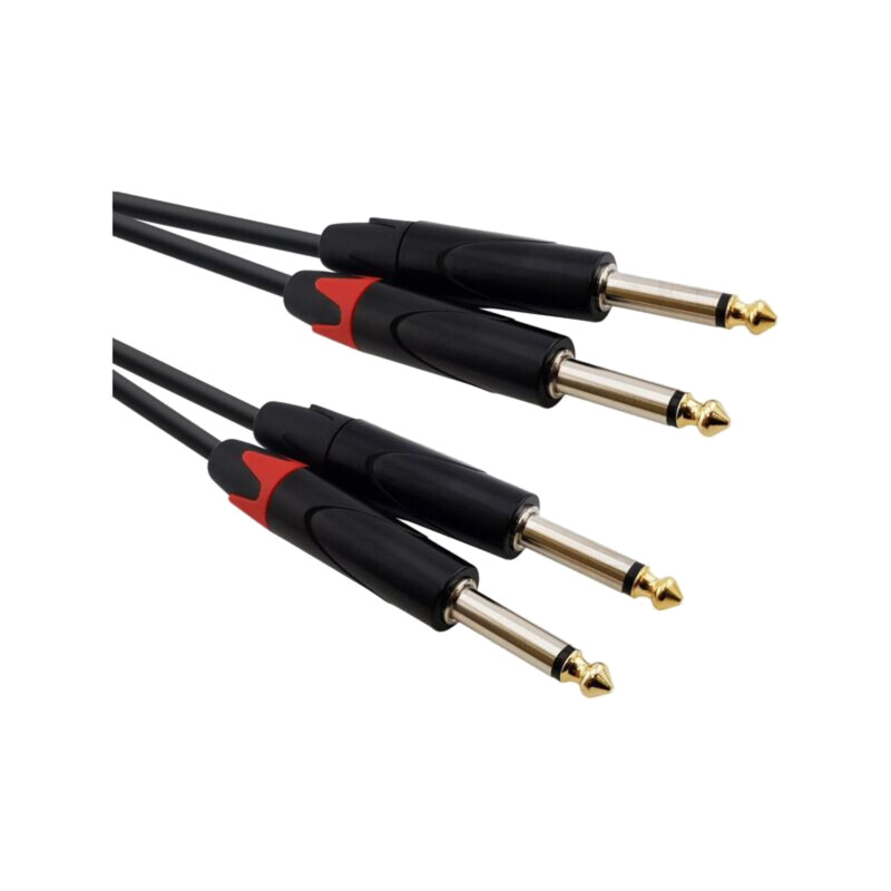 Cablu; Jack 6,3mm mufă x2,din ambele părţi; 1,5m; negru; PVC