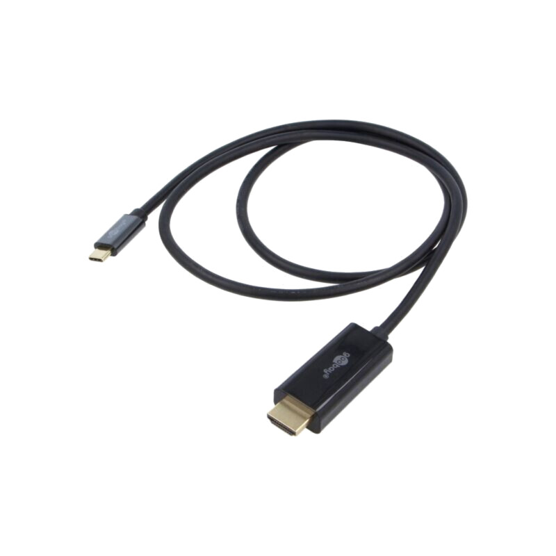 Cablu; HDMI mufă,USB C mufă; PVC; 1m; negru
