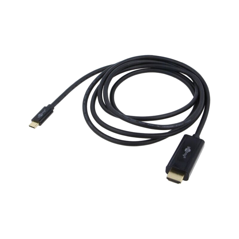 Cablu; HDMI mufă,USB C mufă; PVC; 2m; negru