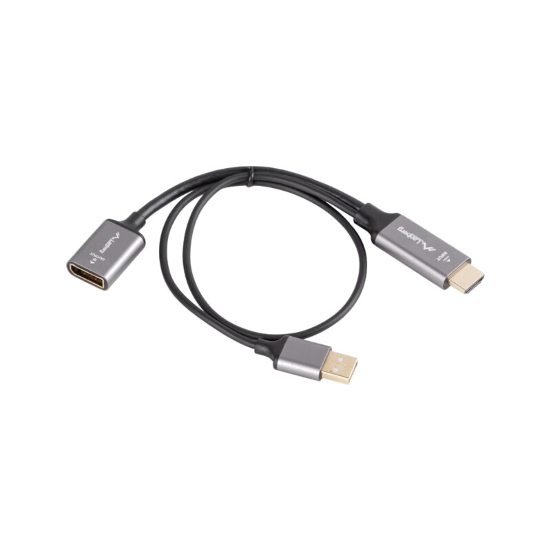 Adaptor; DisplayPort soclu,HDMI mufă,USB A mufă; 0,2m; negru