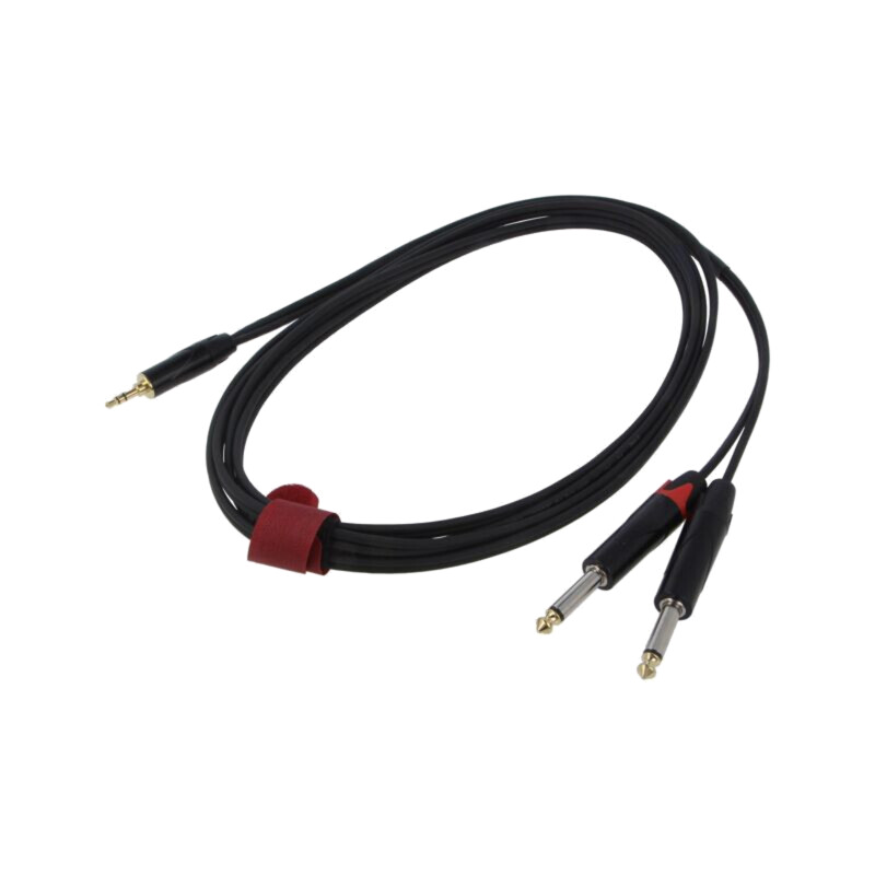 Cablu; Jack 3,5mm mufă,Jack 6,3mm mufă x2; 3m; negru; PVC