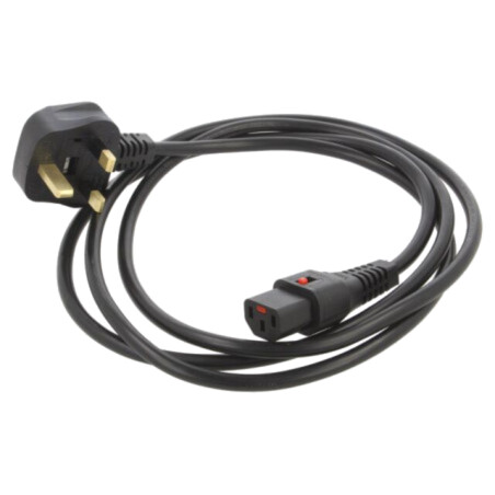 Cablu; BS 1363 (G) mufă,IEC C13 mamă; 3m; cu blocare IEC LOCK