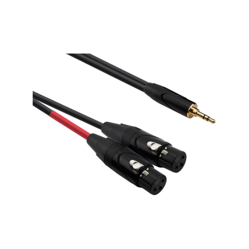 Cablu; Jack 3,5mm mufă,XLR tip feminin 3pin x2; 2m; negru; PVC