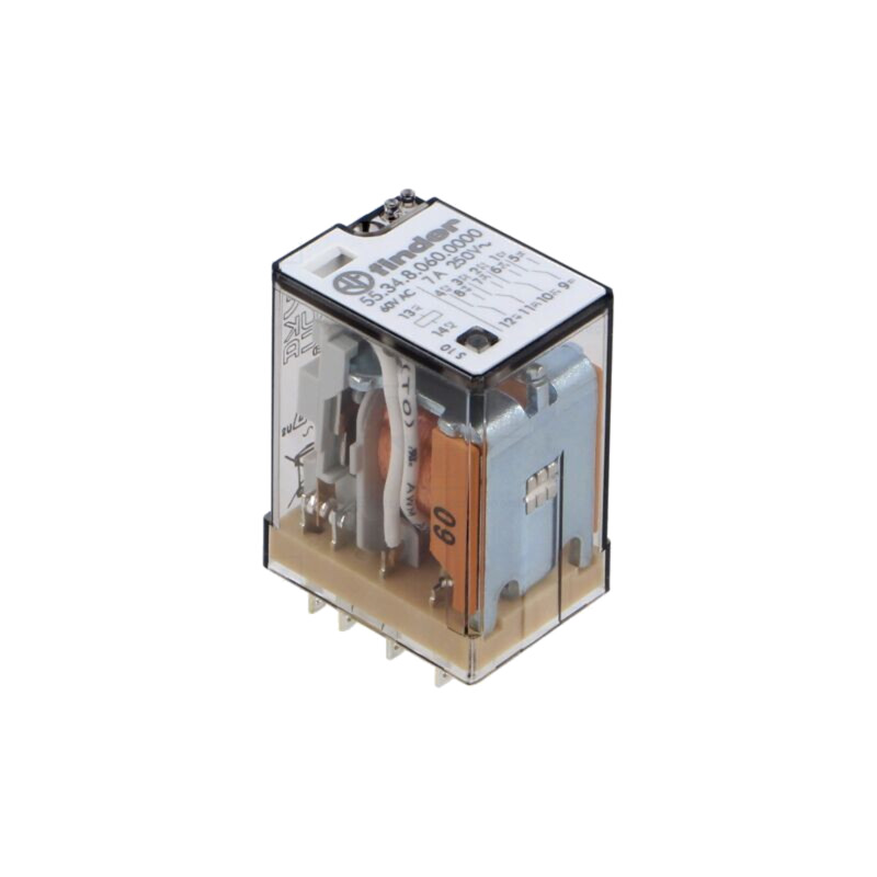 Releu: electromagnetic; 4PDT; 60VAC; 7A/250VAC; plug-in; 55.34