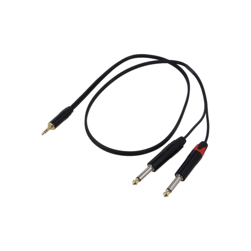 Cablu; Jack 3,5mm mufă,Jack 6,3mm mufă x2; 1m; negru; PVC