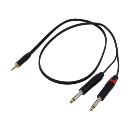 Cablu; Jack 3,5mm mufă,Jack 6,3mm mufă x2; 1m; negru; PVC