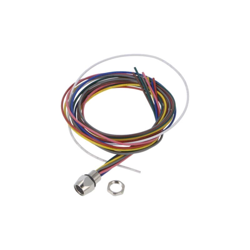 Conector: M8; soclu; mamă; 32V; 1,5A; PIN: 8; IP67; cabluri; 0,25mm2