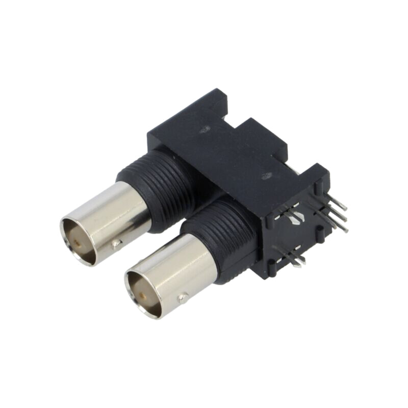 Conector: BNC; soclu; mamă; în unghi 90°; 50Ω; THT; polipropilenă