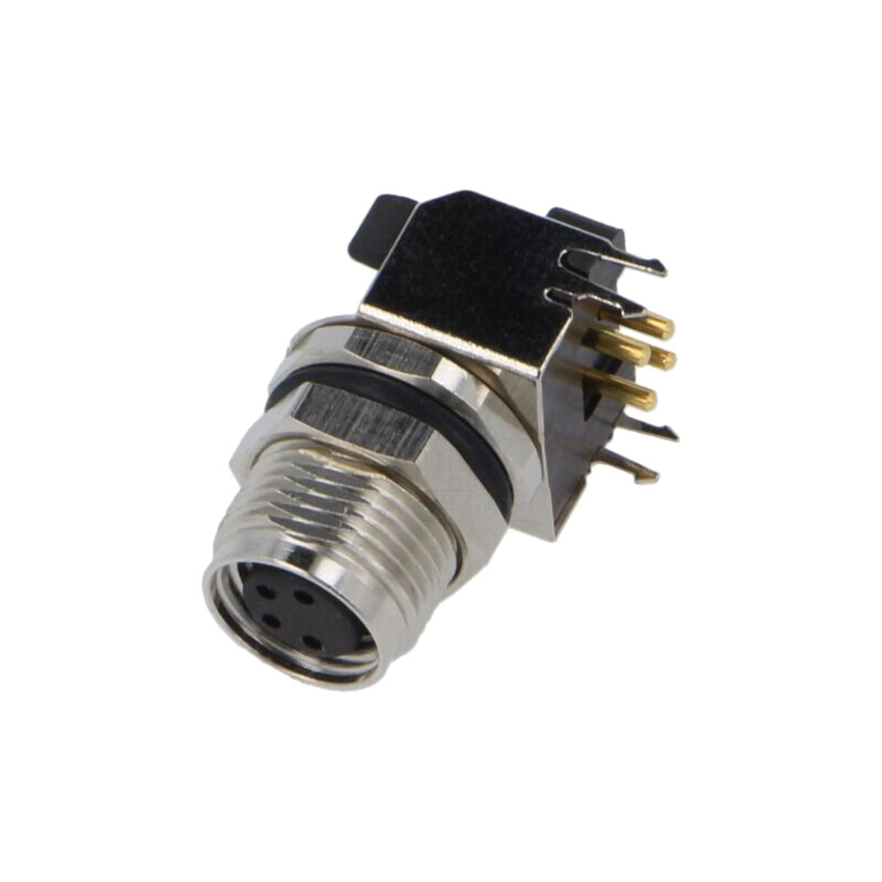 Conector: M8; soclu; mamă; 48V; 4A; PIN: 4; IP67; în unghi; THT