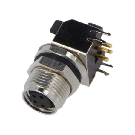 Conector: M8; soclu; mamă; 48V; 4A; PIN: 4; IP67; în unghi; THT