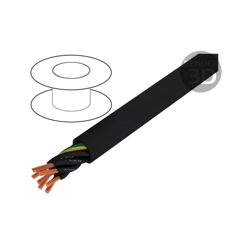 Cablu; JZ-600; 25G1,5mm2; neecranat; 600V,1kV; Cu; litat; negru