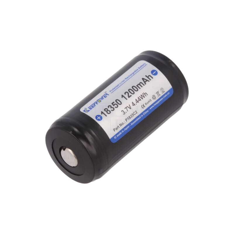 Acumul: Li-Ion; 18350; 3,7V; 1100mAh; Ø18,6x39mm; 8A