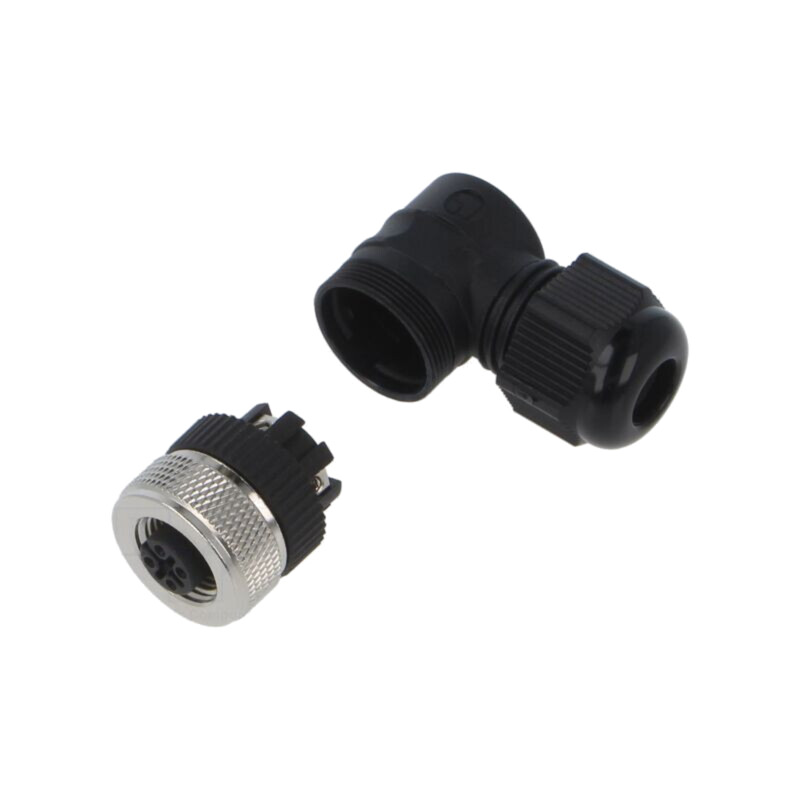 Conector: M12; mufă; mamă; 4A; 125V; PIN: 4; IP67; în unghi; pe cablu