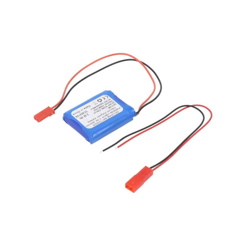 Acumul: Li-Po; 7,4V; 400mAh; cabluri,contector JST SYR-02T