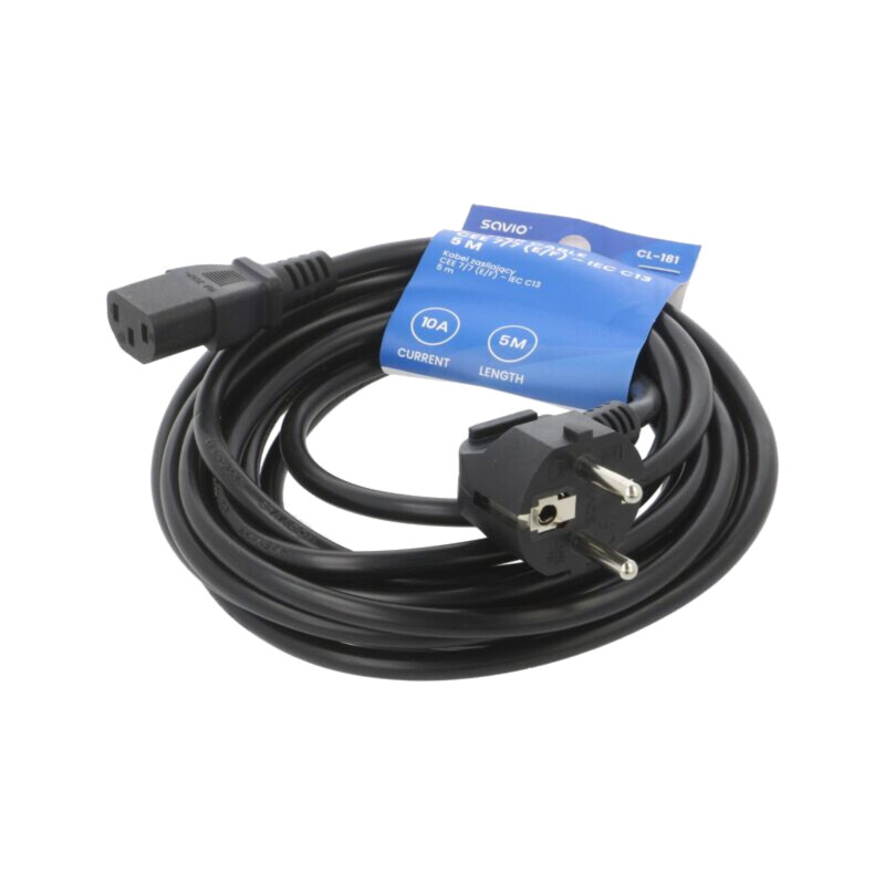 Cablu; 3x1mm2; CEE 7/7 (E/F) ştecăr în unghi,IEC C13 mamă; PVC