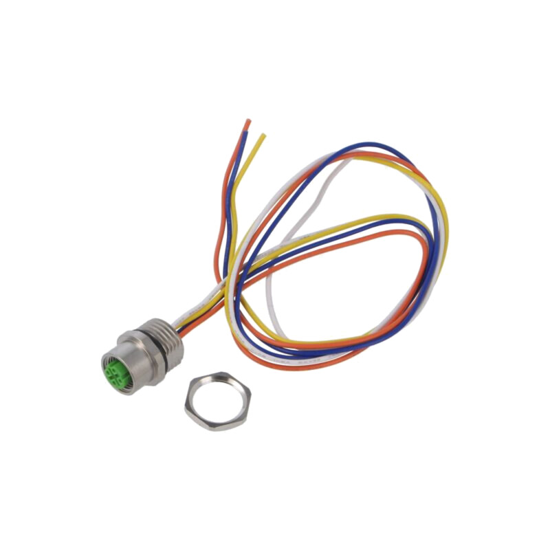 Conector: M12; soclu; mamă; 4A; 250V; PIN: 4; IP67; drept; cabluri